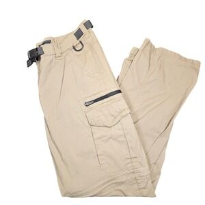Mens Khaki Convertible Cargo Zip Off Hiking Camping Gorpcore Pant XXL x 34 TALL